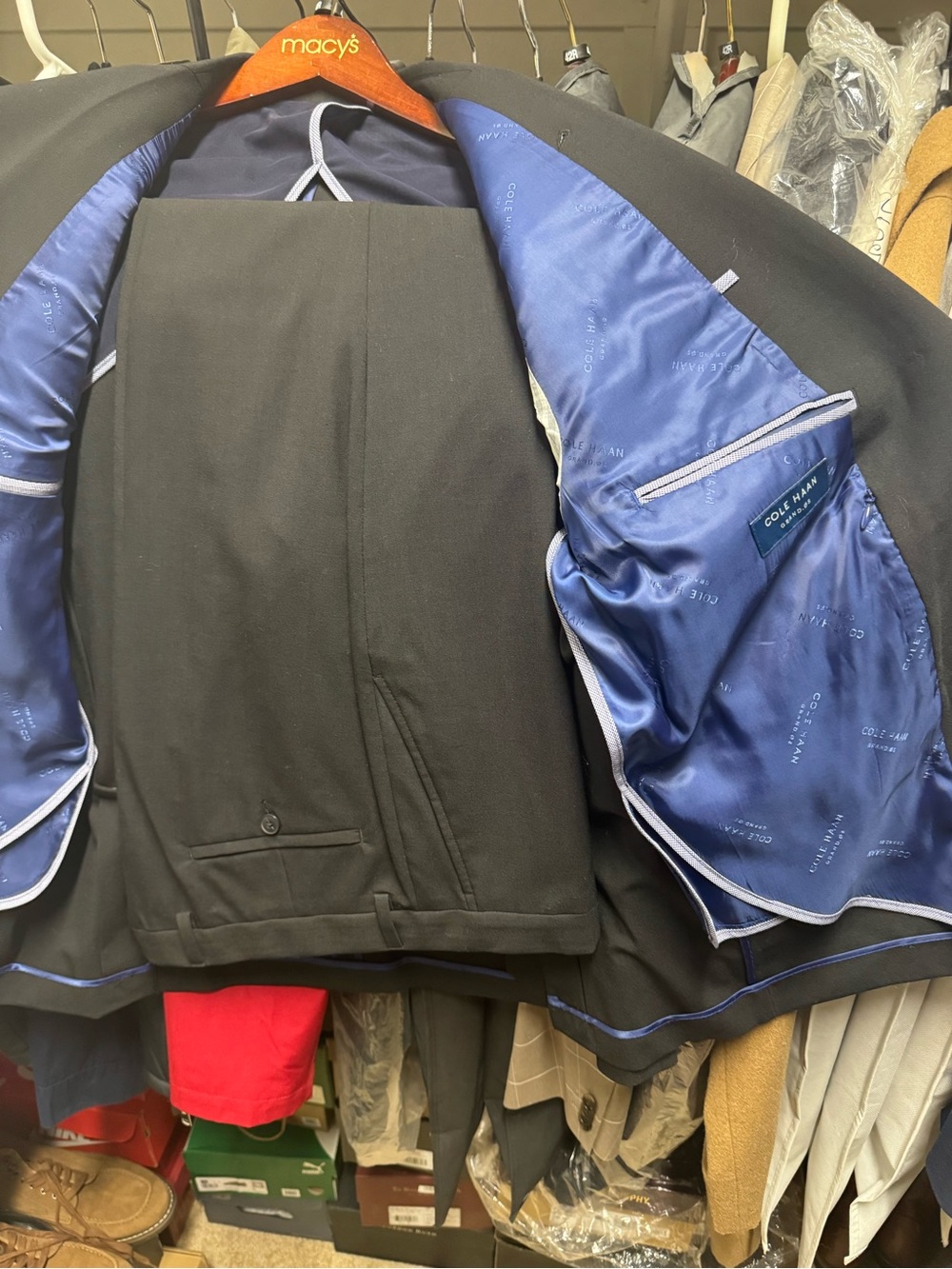 Cole Haan Black suit with Blue Lining